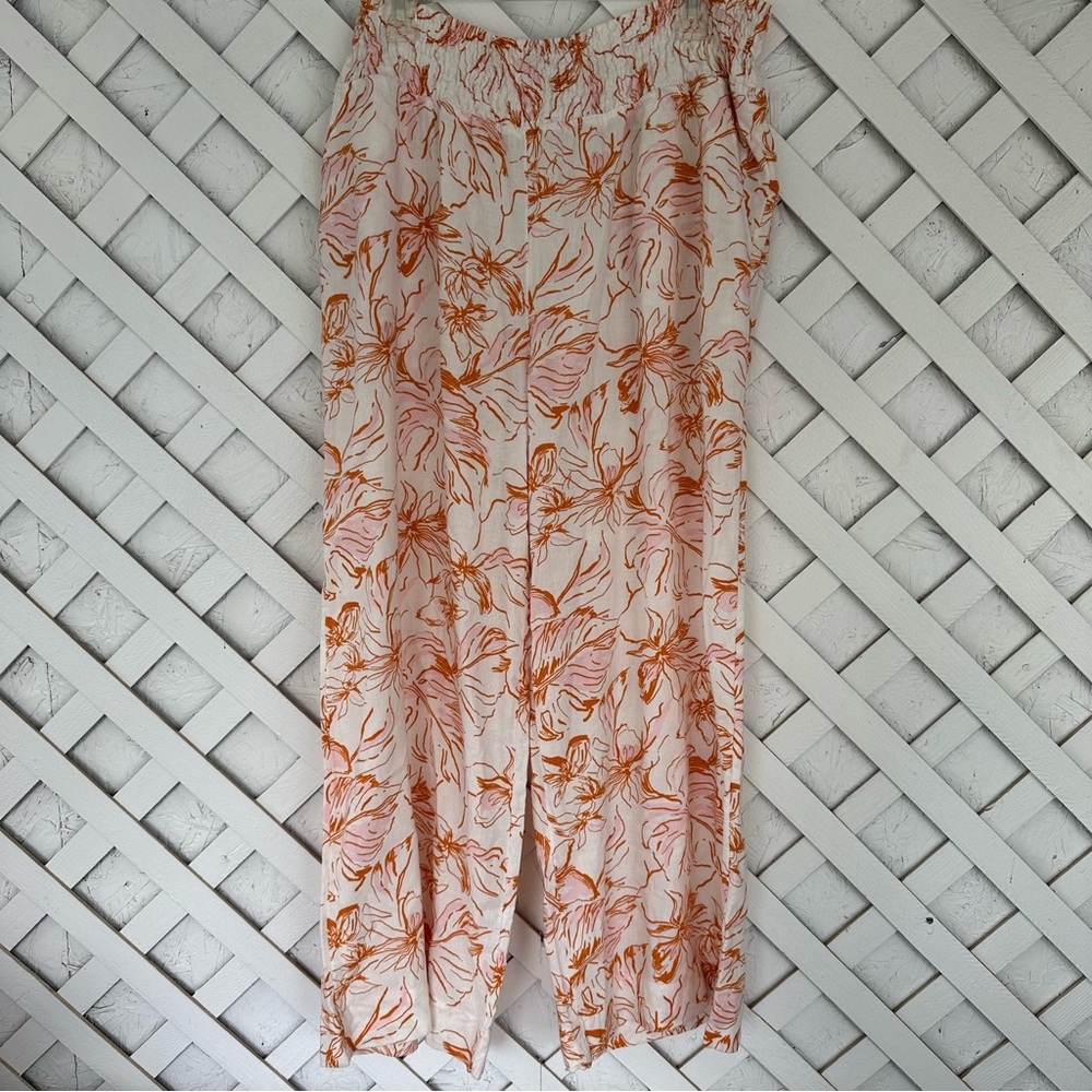 Joie linen blend floral wide leg pants